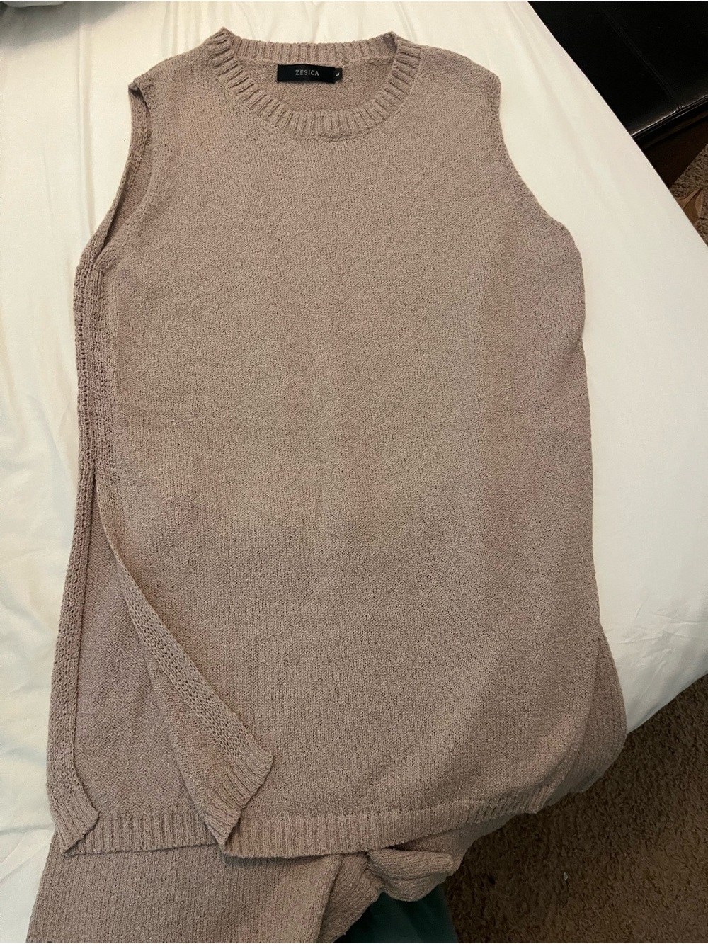 Zesica Women's Knit Shorts Set - Taupe Sleeveless Top & Shorts